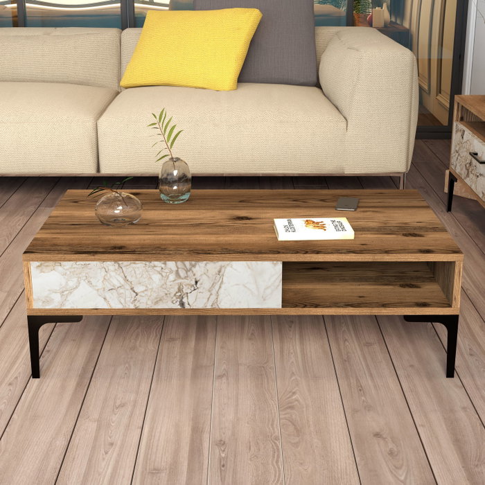Hanah Home Istanbul Mesa de centro Nogal y Blanco